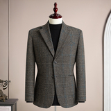 秋冬复古羊毛50%保暖磨毛平驳领西服上装休闲男士商务高级感西装，男装西服套装，星座1606-1