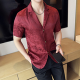 夏季冰丝短袖西服无里衬提花休闲西装DXZ002-P85，男装T恤，星座1606-1