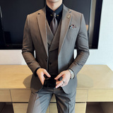 韩版修身西服时尚条纹西装三件套2409-P270，男装西服套装，星座1606-1