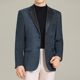 男士韩版修身西服莱赛尔拼皮时尚休闲西装外套DX57-P148，男装西服套装，星座1606-1