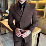 羊毛高品质韩版修身西服双排扣西装三件套2418-P295，男装西服套装，星座1606-1