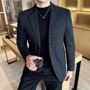 时尚休闲流星雨条纹西装外套男士韩版修身西服DX71-P148