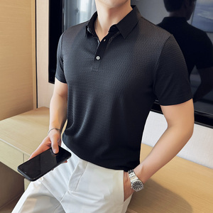 华夫格冰丝无痕高弹薄款PLO衫上衣男短袖2805-P58,儿童男卫裤怎么搭配上衣秋图片