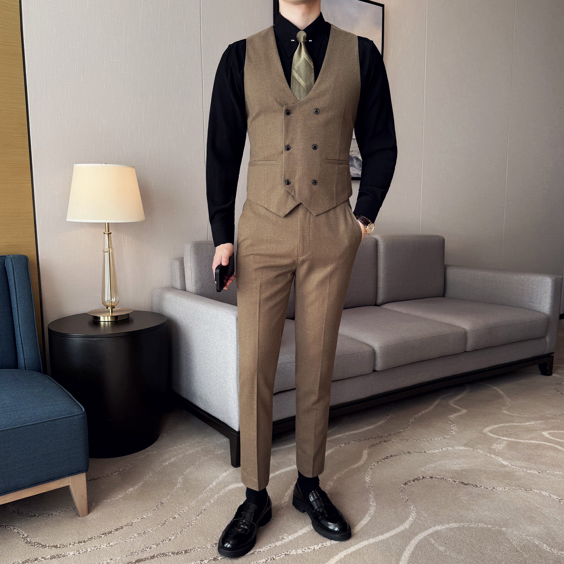 简约韩版修身西装马甲套MJT2523-P130，男装西服套装，星座1606-1