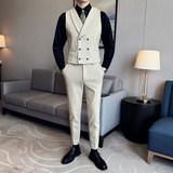 韩版修身商务毛呢双排扣马甲套西装MJT1824-P130，男装西服套装，星座1606-1