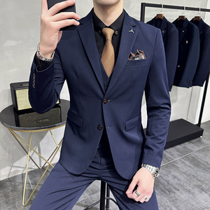 S-7XL韩版修身商务西服两粒扣西装套装两件套8802-P190图片