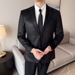 男士韩版修身西服时尚休闲提花西装外套DX62-P148图片