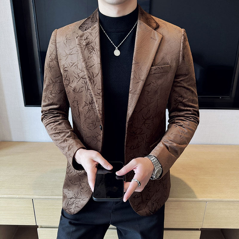 仿醋酸韩版修身西服精品丽丝绒提花西装外套DX26-P148,男装西服套装,星座1606-1