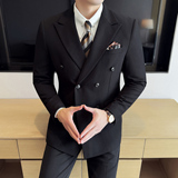 男士商务休闲西服韩版修身竹节纹双排扣西装套装2529-P285，男装西服套装，星座1606-1