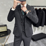 一粒扣西服套装韩版修身商务休闲西装三件套8801-P235，男装西服套装，星座1606-1