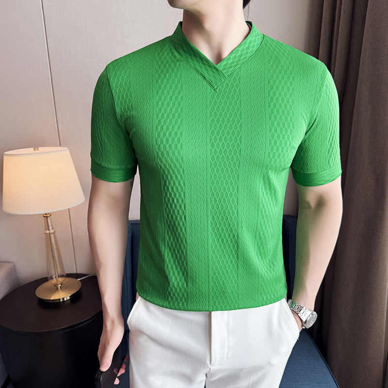 DS016-P39男士V领短袖T恤春夏新款时尚百搭修身立体打底衫,男装T恤,星座1606-1