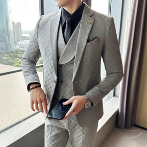 韩版修身时尚潮流西服格子西装套装2303-P280图片