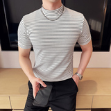 DS008-P42男士半高领短袖T恤春夏新款时尚百搭修身立体打底衫，男装T恤，星座1606-1