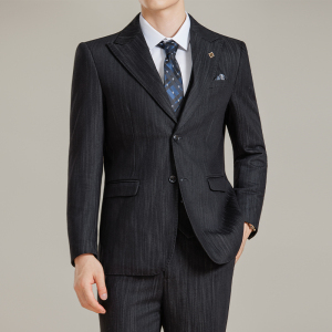 男士商务休闲西服莱赛尔醋酸条纹韩版修身西装套装2530-P285