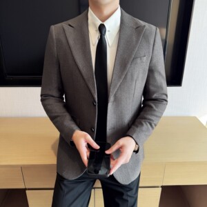 雪花点暗条纹时尚休闲西装外套男士韩版修身西服DX69-P155图片