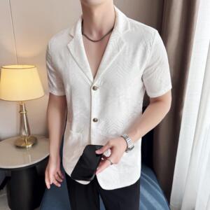 夏季冰丝短袖西服无里衬提花休闲西装DXZ001-P85图片
