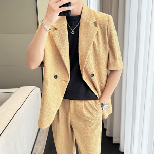 冰丝垂感西服宽松休闲直筒阔腿裤西装套装2306-P185图片