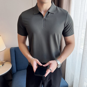 柏林格冰丝无痕PLO衫拉链上衣男短袖2810-P63,男装T恤,星座1606-1