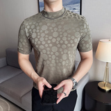 DS002-P38男士半高领短袖T恤春夏新款时尚百搭修身立体打底衫，男装T恤，星座1606-1
