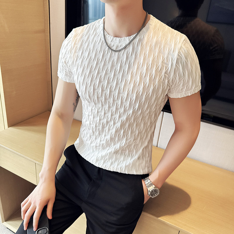 DS023-P38男士小圆领短袖T恤夏季新款时尚百搭修身立体打底衫,男装T恤,星座1606-1
