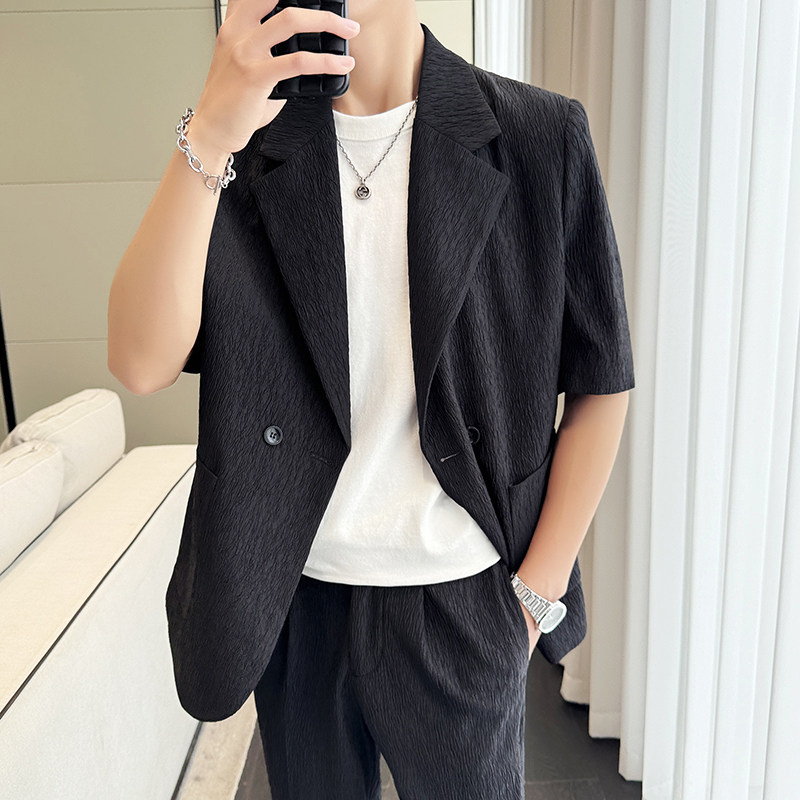 冰丝垂感西服宽松休闲直筒阔腿裤西装套装2306-P185,男装西服套装,星座1606-1