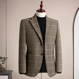 秋冬复古羊毛50%保暖磨毛平驳领西服上装休闲男士商务高级感西装，男装西服套装，星座1606-1