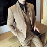 人字纹毛呢西服韩版修身商务西装三件套1852-P280，男装西服套装，星座1606-1