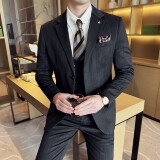 男士商务休闲西服流星雨条纹时尚潮流西装三件套2524-P280，男装西服套装，星座1606-1