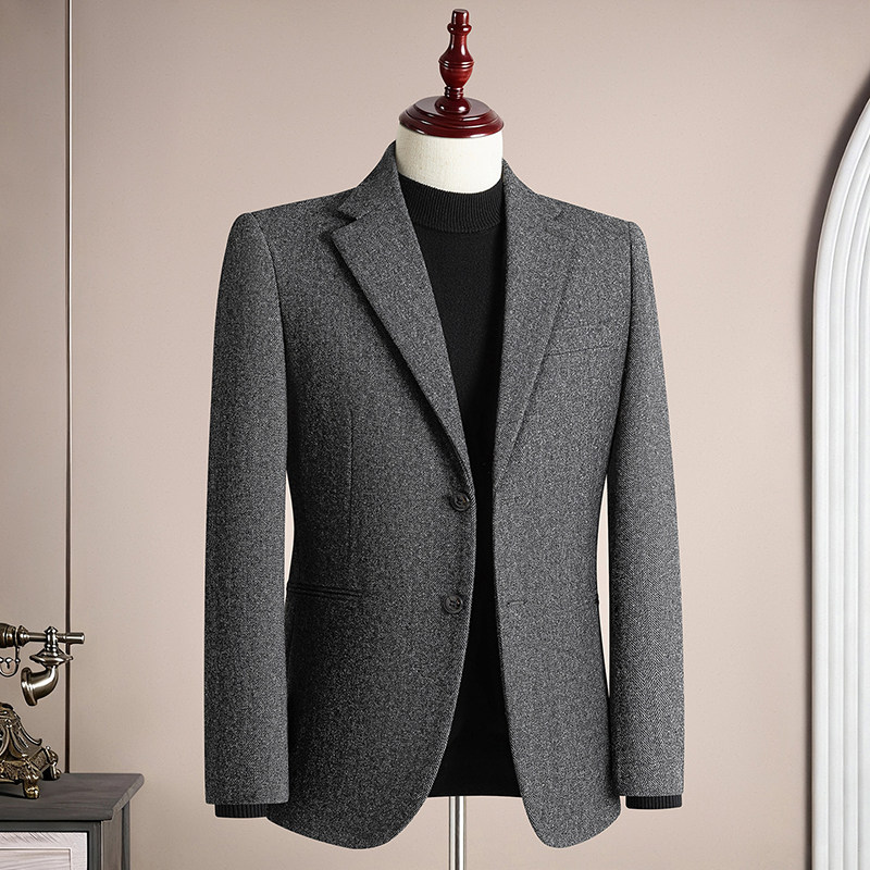 秋冬复古羊毛50%保暖磨毛平驳领西服上装休闲男士商务高级感西装，男装西服套装，星座1606-1