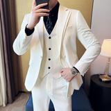 双门襟时尚设计潮流西服韩版修身西装三件套2405-P270，男装西服套装，星座1606-1