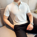 棋盘格冰丝无痕PLO衫高弹上衣男短袖2813-P58，男装T恤，星座1606-1