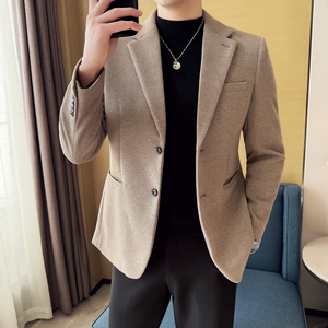 加厚秋冬羊毛西服时尚休闲西装外套男士韩版修身西装DX74-P168图片