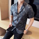 夏季冰丝短袖西服无里衬提花休闲西装DXZ003-P88，男装T恤，星座1606-1