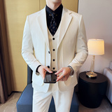 假两件韩版修身西服时尚设计潮流西装三件套2404-P270，男装西服套装，星座1606-1