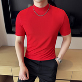 DS003-P38男士半高领短袖T恤春夏新款时尚百搭修身立体打底衫，男装T恤，星座1606-1