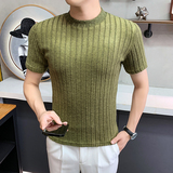 DS039-P38针织提花中领T恤秋款时尚百搭修身立体短袖打底衫，男装T恤，星座1606-1