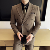 男士商务休闲西服韩版修身竹节纹双排扣西装套装2529-P285，男装西服套装，星座1606-1