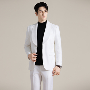男士青果领时尚休闲西服牛皮绒西装外套DX54-P148图片