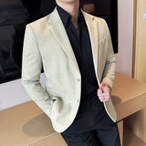 亚麻透气磁吸纽扣西服两粒扣西装外套DX42-P148，男装西服套装，星座1606-1