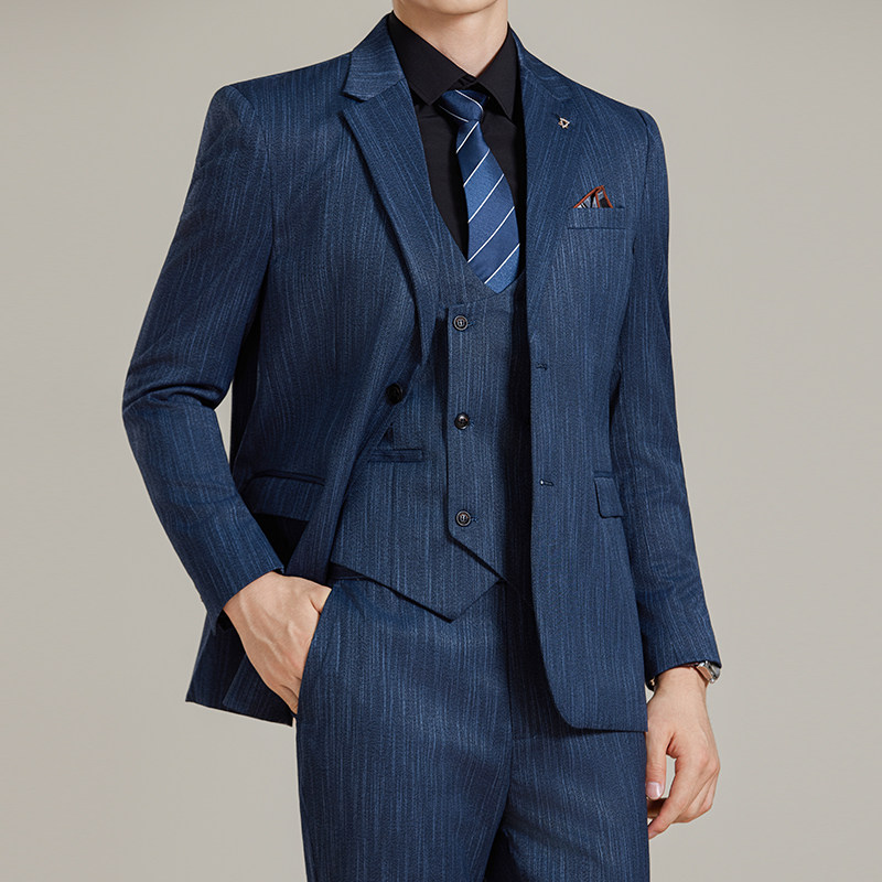 男士商务休闲西服流星雨条纹时尚潮流西装三件套2524-P280图片