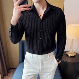 雪尼尔条纹男士衬衣时尚休闲免熨衬衫CS046-P63，男装衬衫，星座1606-1