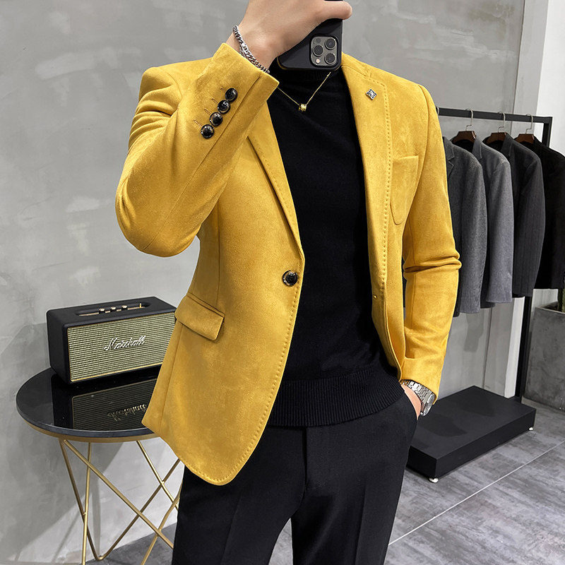韩版修身麂皮绒商务休闲西服9928-P135图片