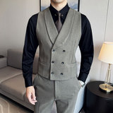 韩版修身商务毛呢双排扣马甲套西装MJT1824-P130，男装西服套装，星座1606-1