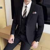 男士商务休闲西服双反领时尚潮流韩版修身西装三件套2523-P280，男装西服套装，星座1606-1