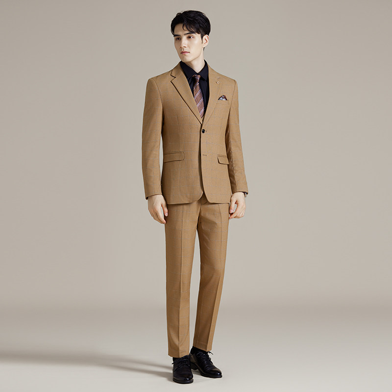 男士商务婚礼西装韩版修身格子西服三件套2520-P280,男装西服套装,星座1606-1