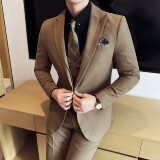 男士商务休闲西服双反领时尚潮流韩版修身西装三件套2523-P280，男装西服套装，星座1606-1