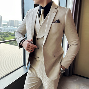 韩版修身时尚潮流西服格子西装套装2303-P280图片