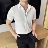 泡泡纱男士短袖拉链衬衫时尚百搭休闲免熨衬衣CS020-P63，男装T恤，星座1606-1