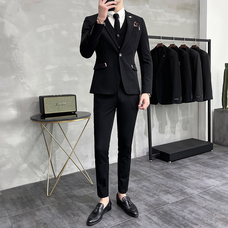 韩版修身商务西服织带款西装三件套1825-P255，男装西服套装，星座1606-1