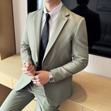韩版修身西服时尚休闲商务西装两件套LJT2503-P230，男装西服套装，星座1606-1